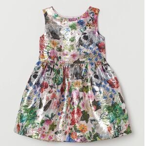 H&M Girls Nathalie Lété Jacquard Weave Metallic Shimmer Elegant Dress Size 8